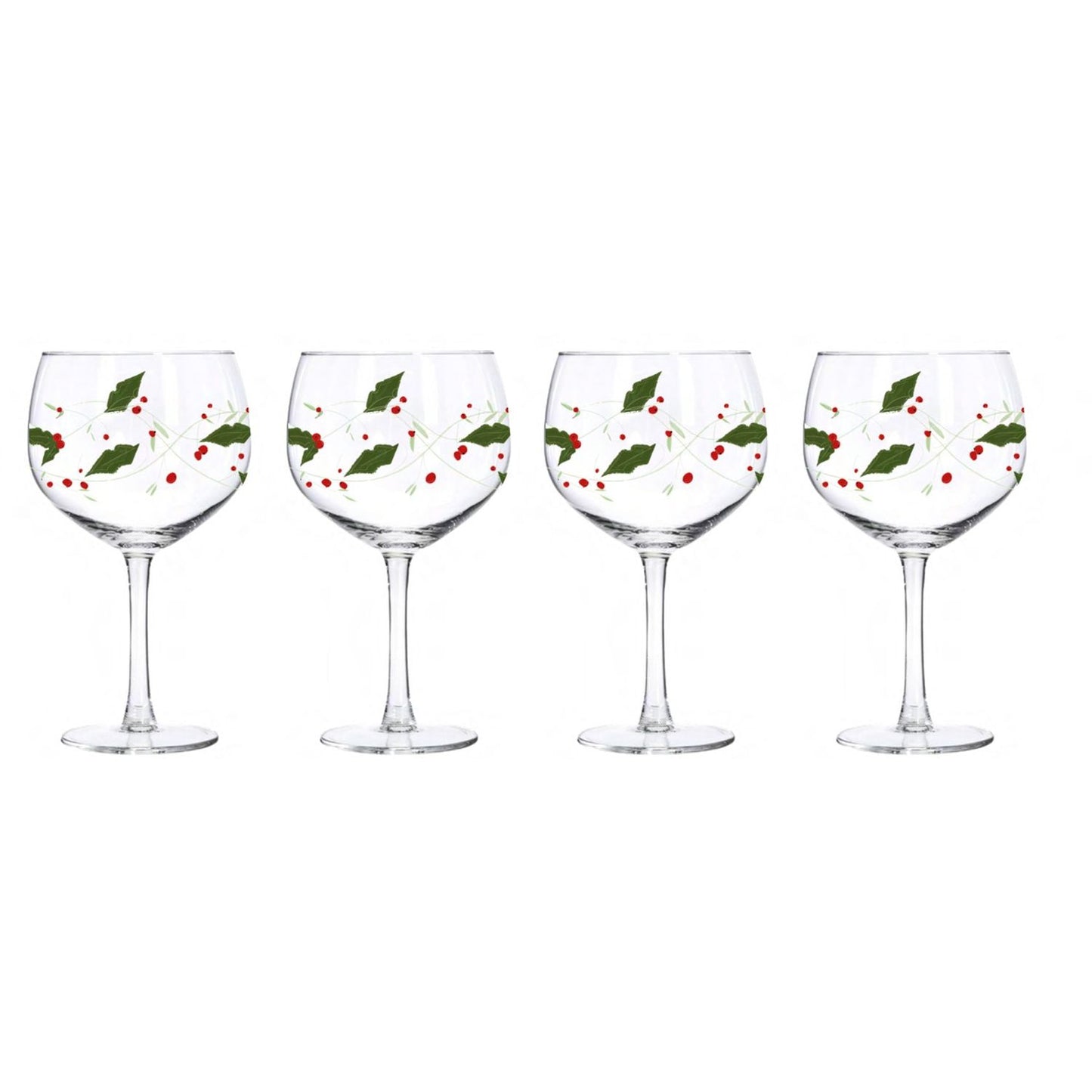 Gusto Buono Christmas Design 23oz Stemmed Wine Glass, Set of 4, Designed in Italy