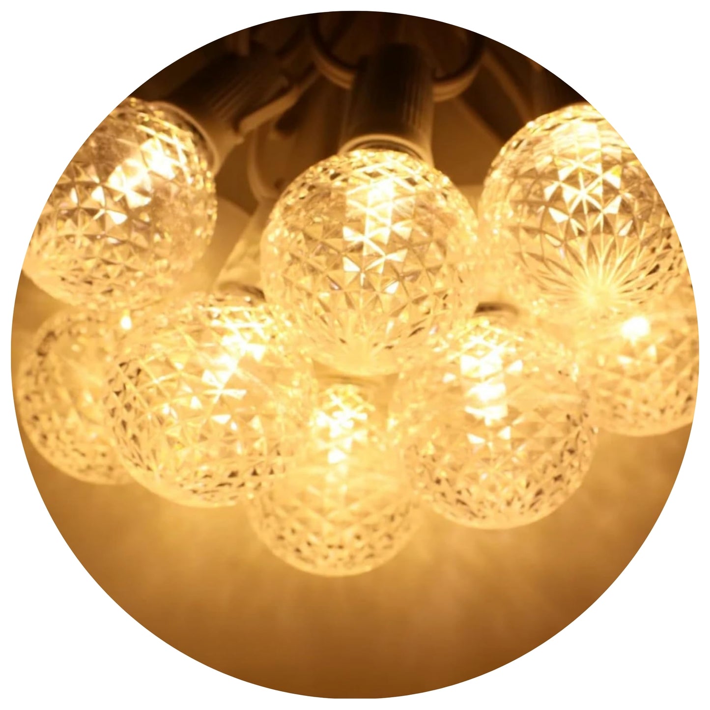 Holiday Bright Lights LED Indoor/Outdoor Patio Faceted G50 Bulbs - Warm White, 25 Per Box
