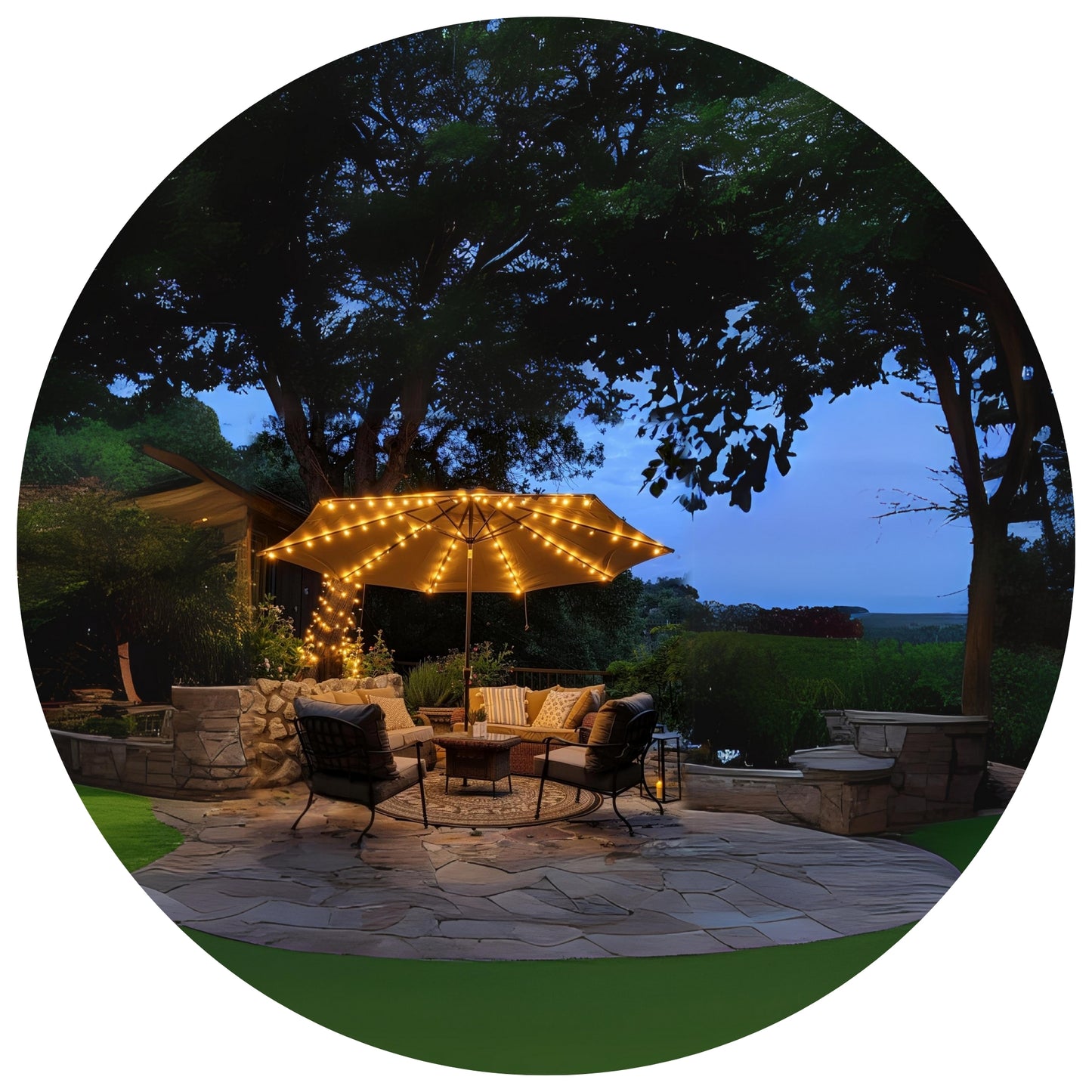 Holiday Bright Lights Solar Umbrella Ribbon Lights Indoor/Outdoor Patio With 8 Flickering Functions/Color Changing - Warm White/Patriotic 2 Spacing