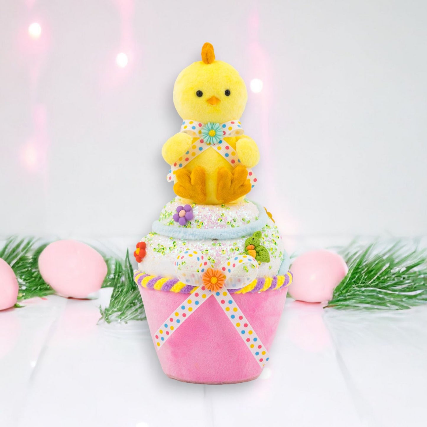 December Diamonds Eggstra Sweet Chick on Cupcake, Multicolor