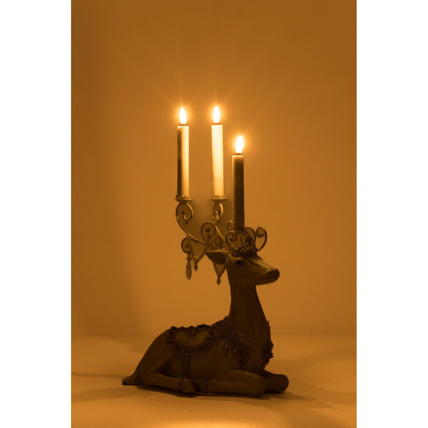 Crystal Kingdom 2024 Crystal Christmas Sitting Deer Candle Holder, 11.5-Inch