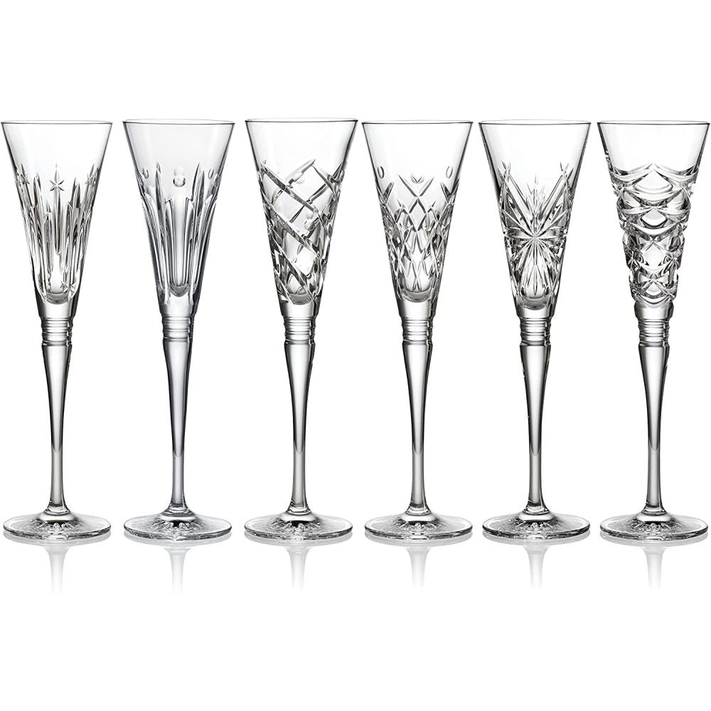 Waterford Winter Wonders Flutes Clear Set Of 6 (Mixed Patterns Year 1-6)