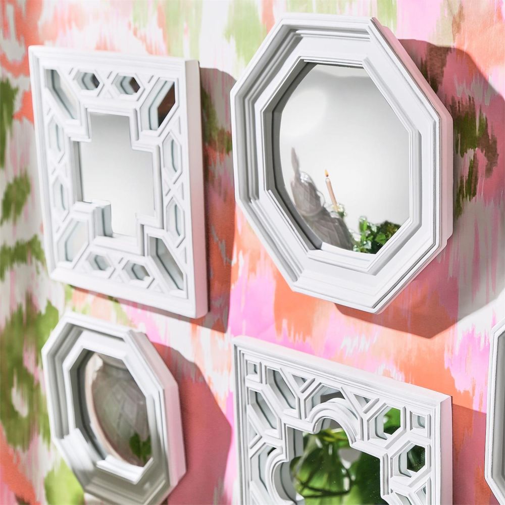 Two's Company Set of 4 Geometric Design Mirrors - Resin/Mirror
