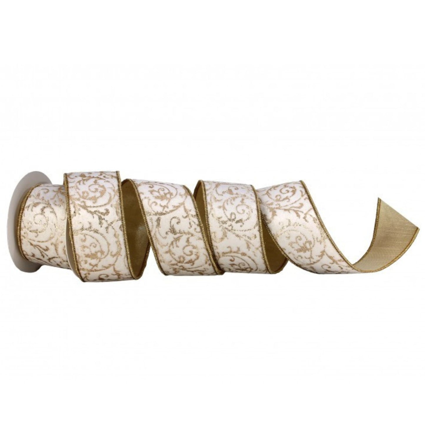 Regency International 2.5"X5Y Scroll Metallic Dupion Fused Ribbon