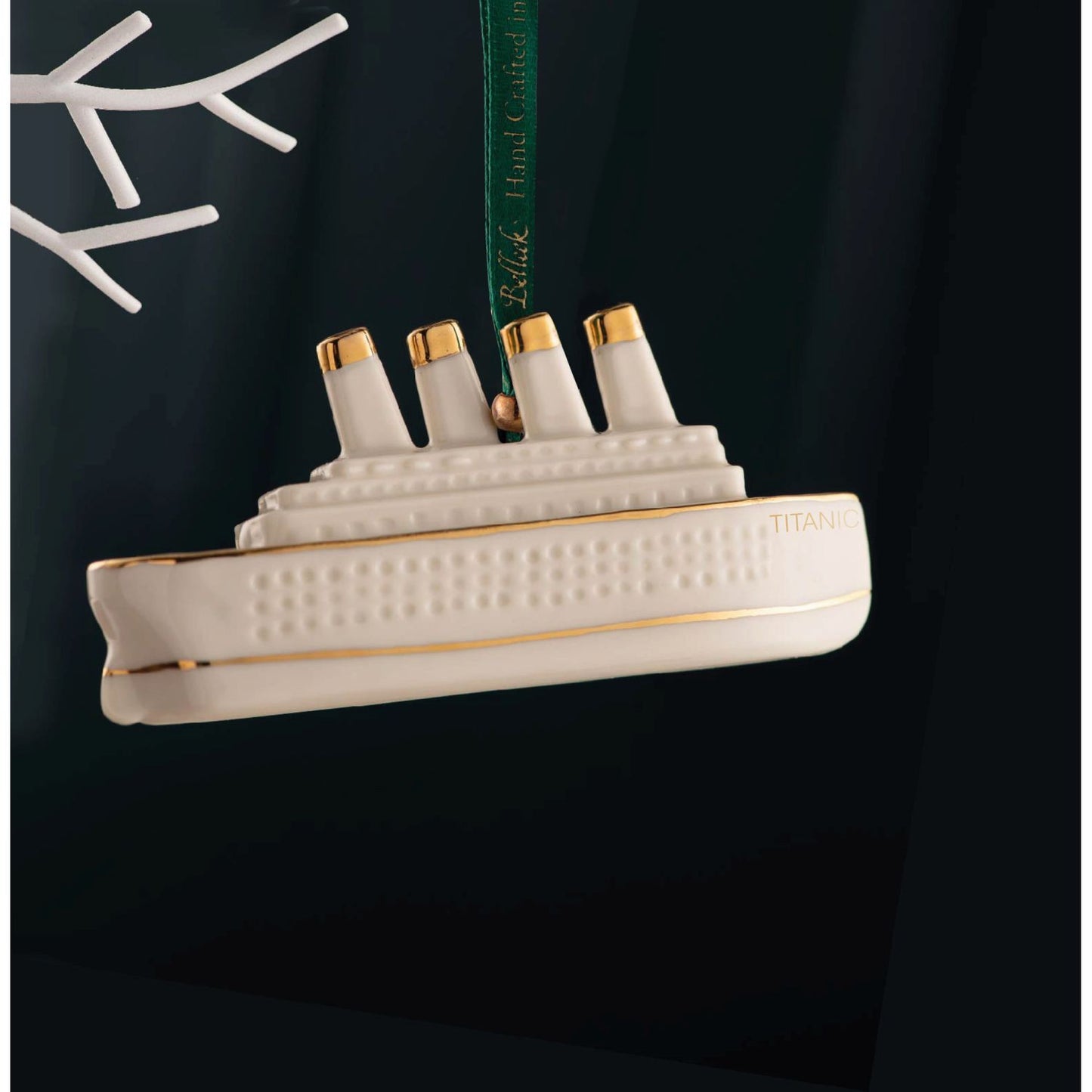 Belleek Classic Christmas Ornaments - Titanic Ornament, 4(L) x 1(W) x 2(H)