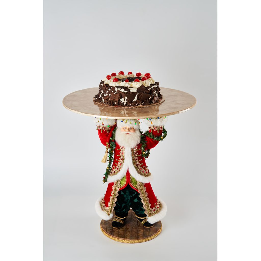 Katherine's Collection 2022 All The Trimmings Santa Cake Plate, 18.5"x21.75" Red