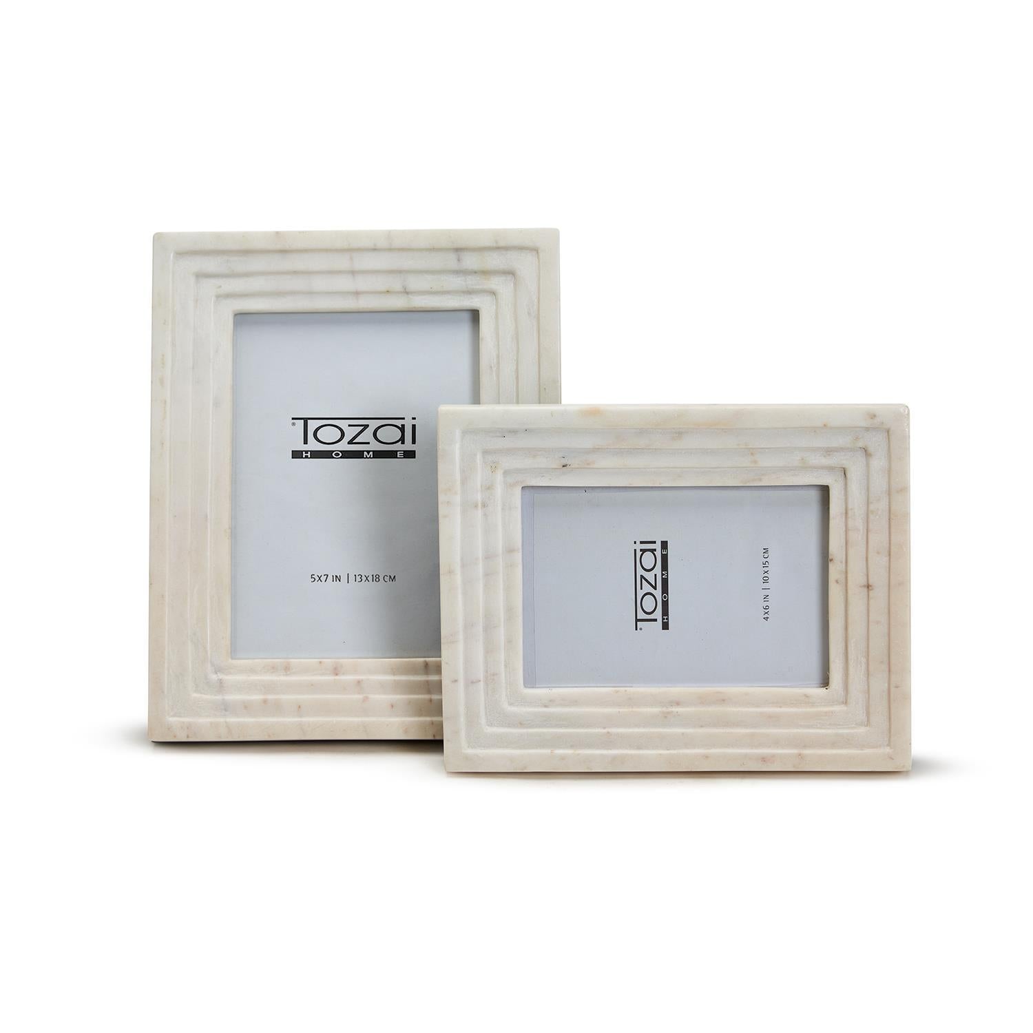 Scala Santa Set of 2 White Marble Photo Frame in 2 Sizes: 4 X 6 & 5 –  Lijo Décor
