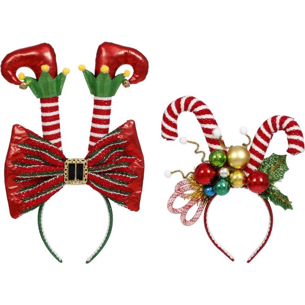 Mark Roberts Christmas 2023 Peppermint Bow Headpiece 12-13'', Assortment of 2