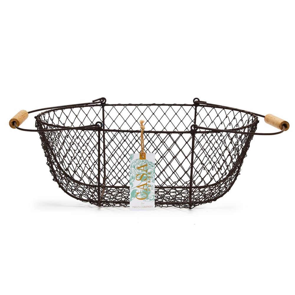 Set of 6 French Wireworks Potager Basket w/ Collapsible Handles Includes 2 Sizes
