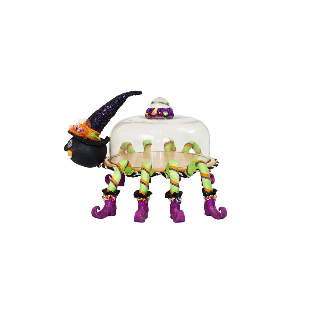 Katherine's Collection 2022 Spinderella Spider Server With Cloche Glass