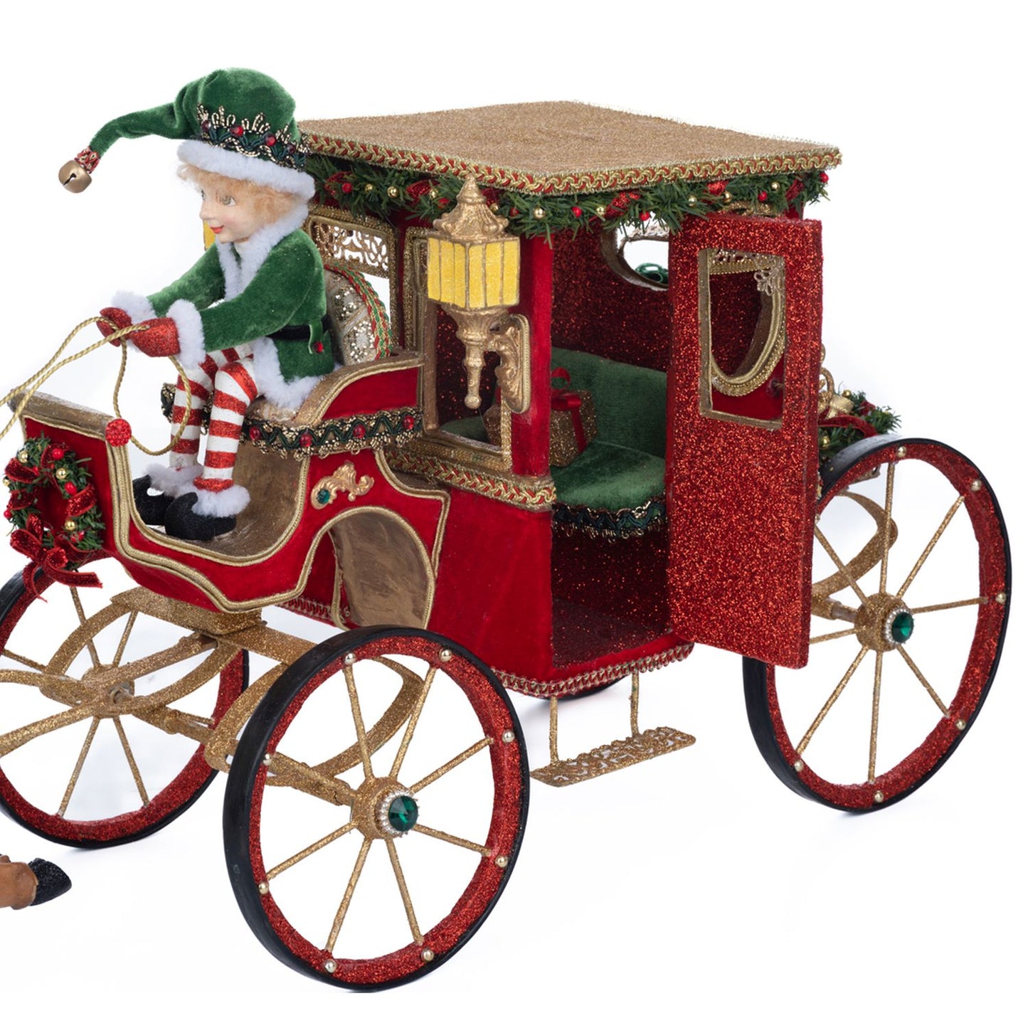 Katherine's Collection 2023 Christmas In The City Hansom Cab With Elf Driver Red