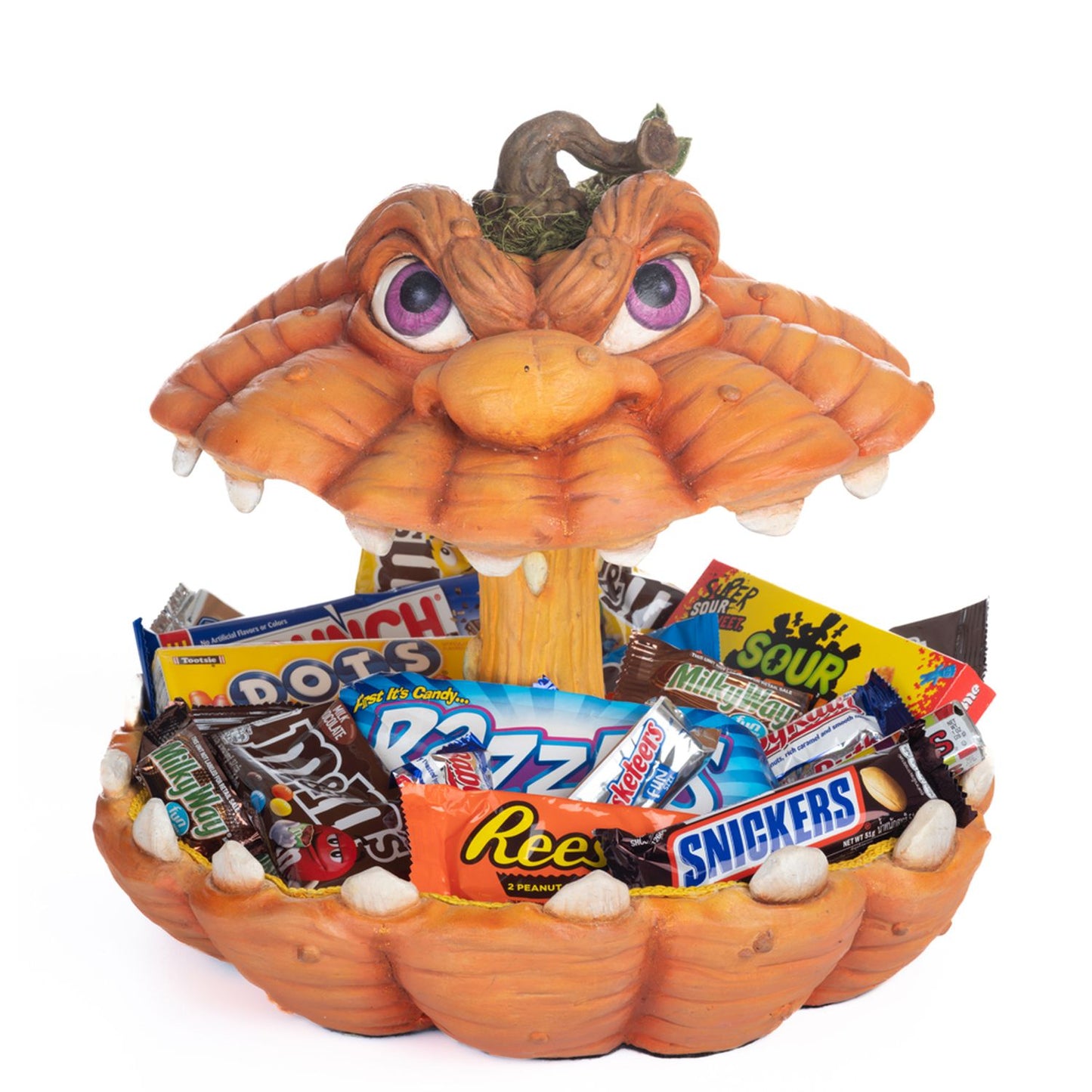 Katherine's Collection 12.5" Oh My Gourd Halloween Pumpkin Candy Bowl, Orange Resin