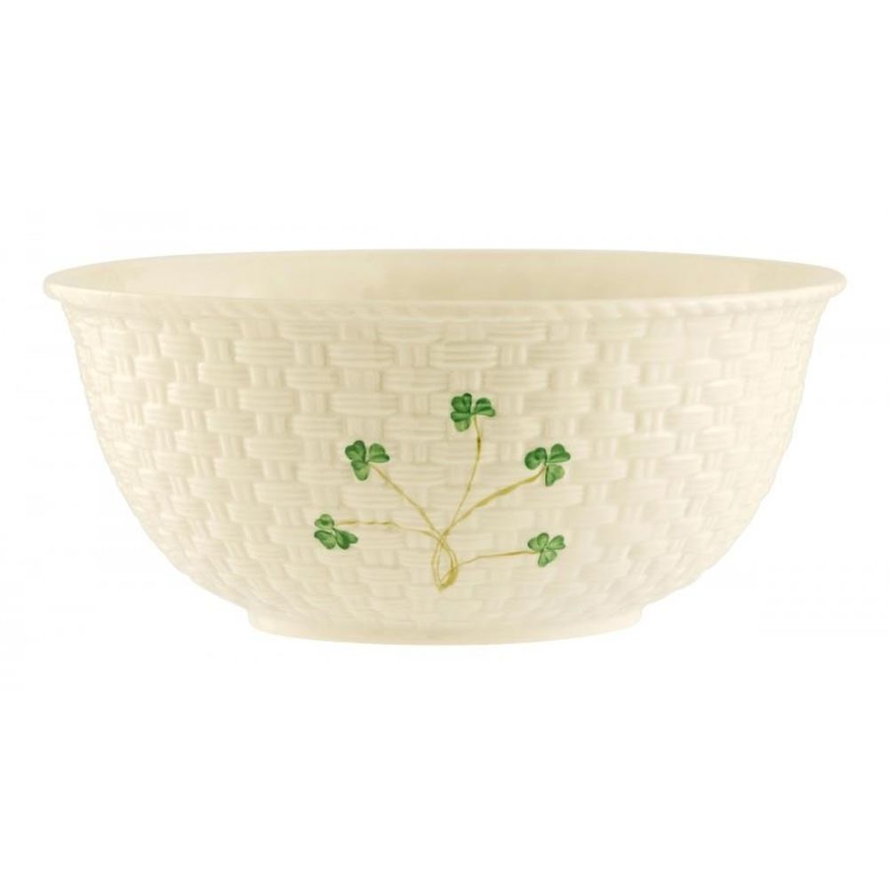 Belleek Shamrock 9.5" Mixing Bowl, Porcelain.