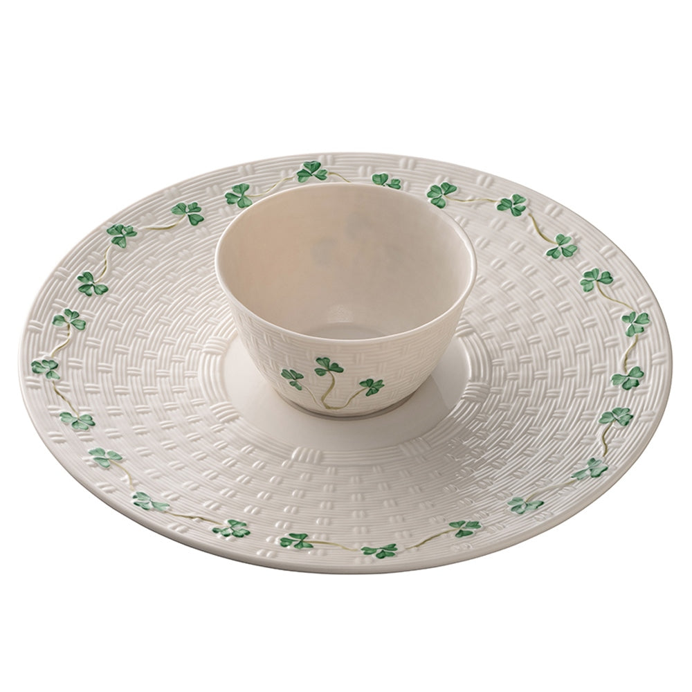 Belleek Shamrock Chip & Dip Set, Fine Parian China
