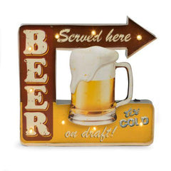 Bey Berk "Beer Served Here" Metal Sign, LED-Lighted