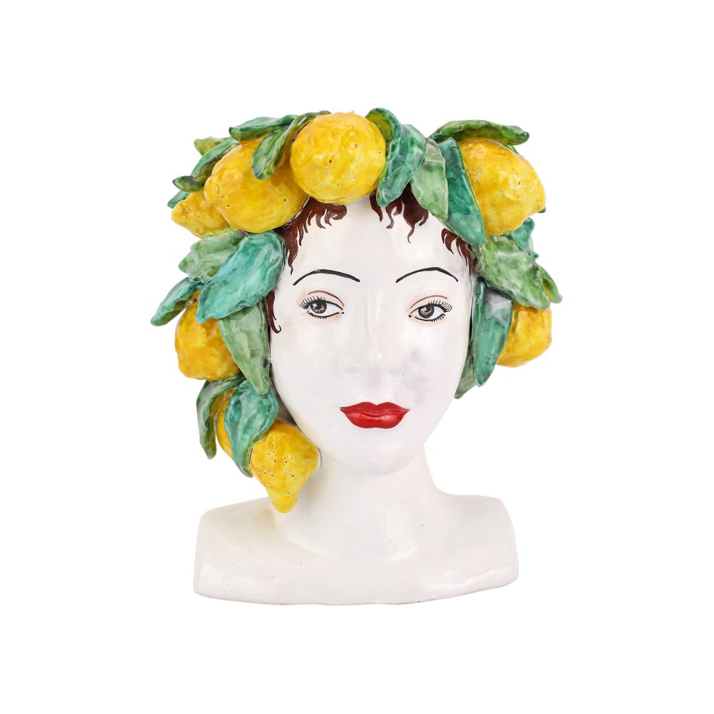 Vietri Sicilian Heads Lemons Head 10"L, 10.5"W, 11.25"H Terra Cotta Figurine