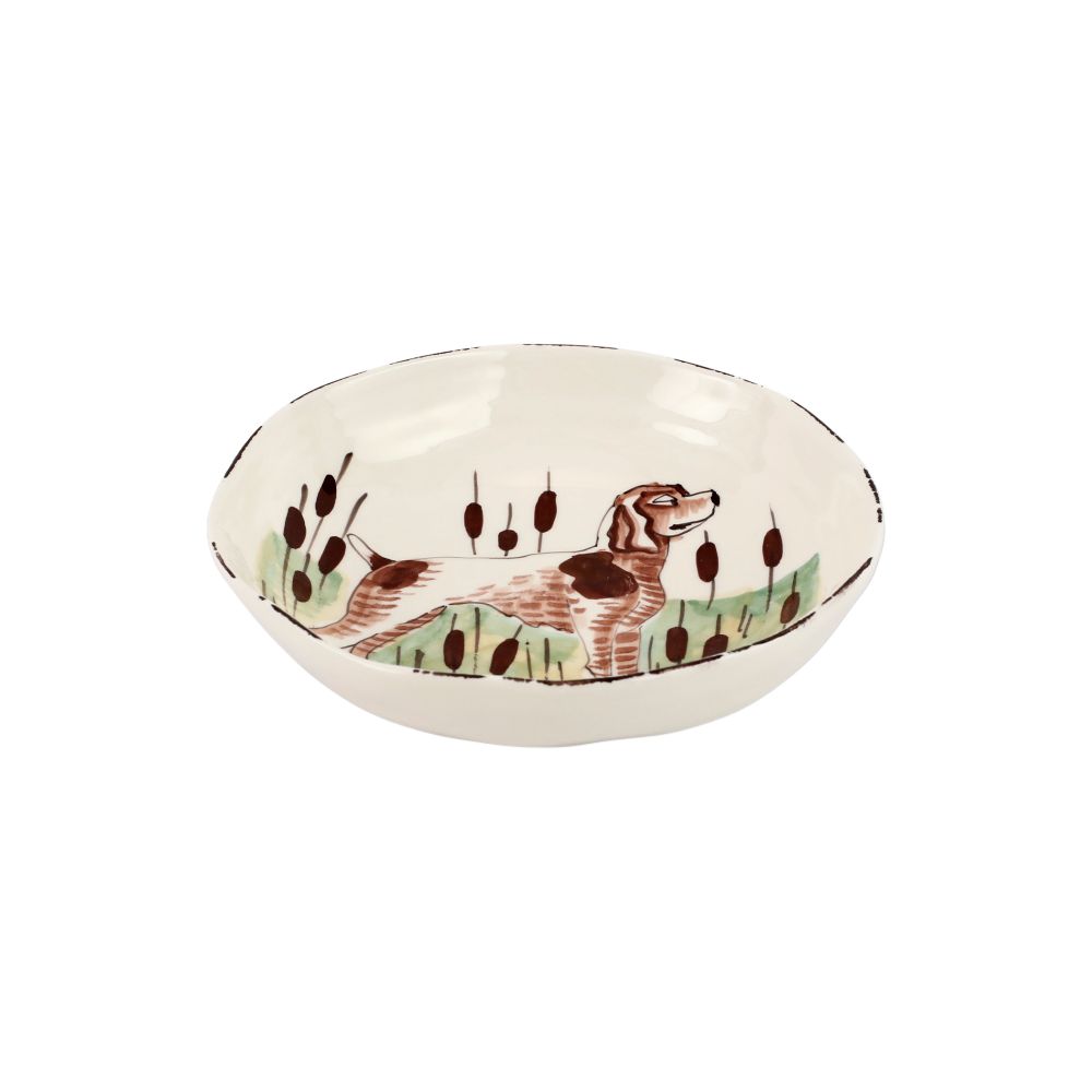 Vietri Wildlife Spaniel Pasta Bowl, 8.5" Earthenware Dinnerware & Serving Dish