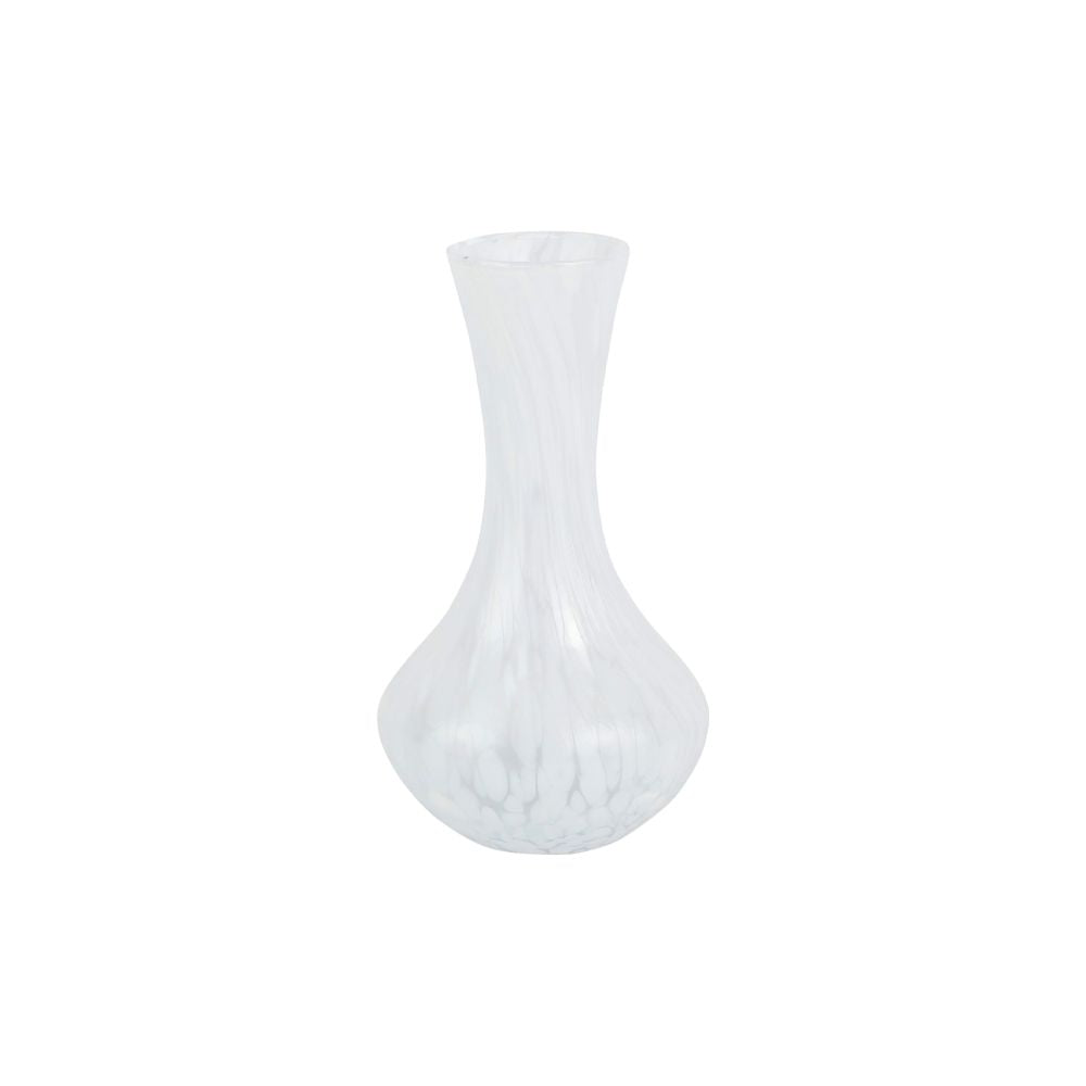 Vietri Nuvola White Small Fluted Vase 4.25"D, 7.5"H, 20 oz Glass Shelf Decor