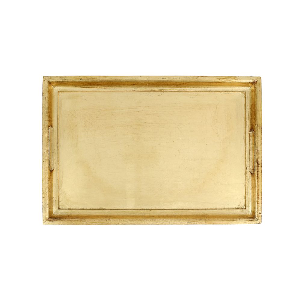 Vietri Florentine Wooden Accessories Gold Medium Rectangular Tray, Birchwood