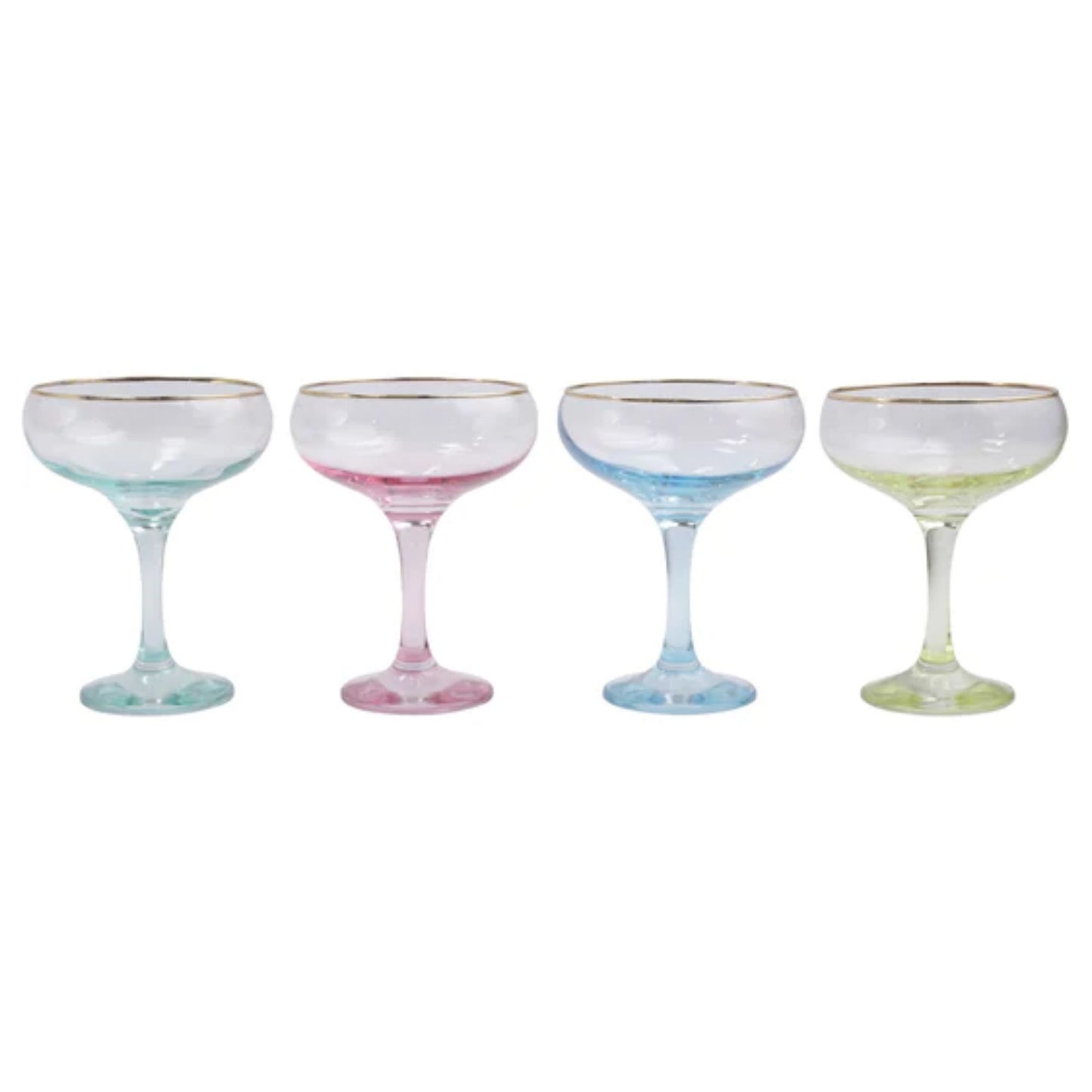 viva by Vietri Rainbow Coupe Champagne Glass, 6oz, Set of 4 Italian Glassware