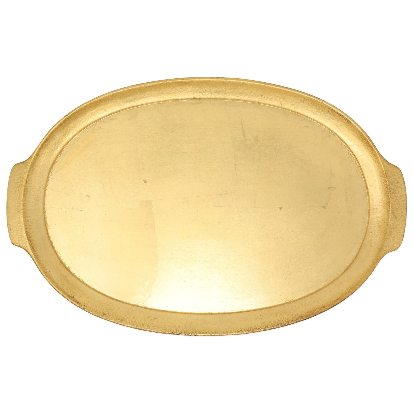Vietri Florentine Wooden Accessories Gold Handled Medium Oval Tray, Birchwood
