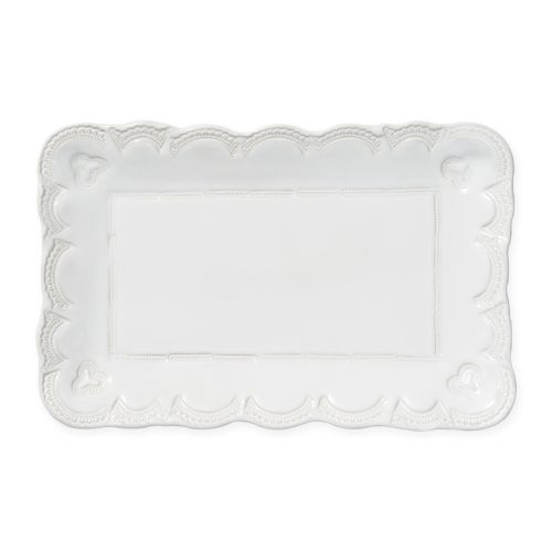 Vietri Incanto Stone White Lace Small Rectangular Platter, Handmade Stoneware