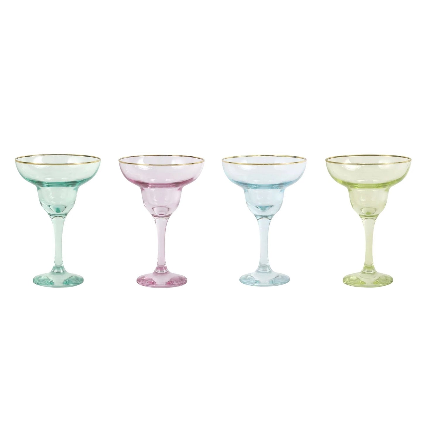 viva by Vietri Rainbow Margarita Glass, 4oz, Set of 4 Italian Stemware