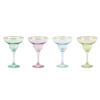 viva by Vietri Rainbow Margarita Glass, 4oz, Set of 4 Italian Stemware