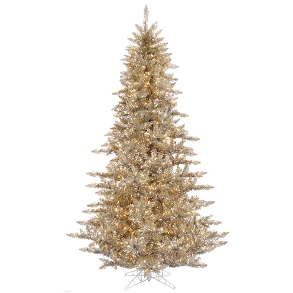 Vickerman Champagne Fir Artificial Christmas Tree, Warm White LED Lights