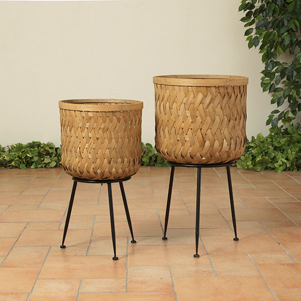 Gerson Company Set of 2 Bamboo Planters, Large is 26"H