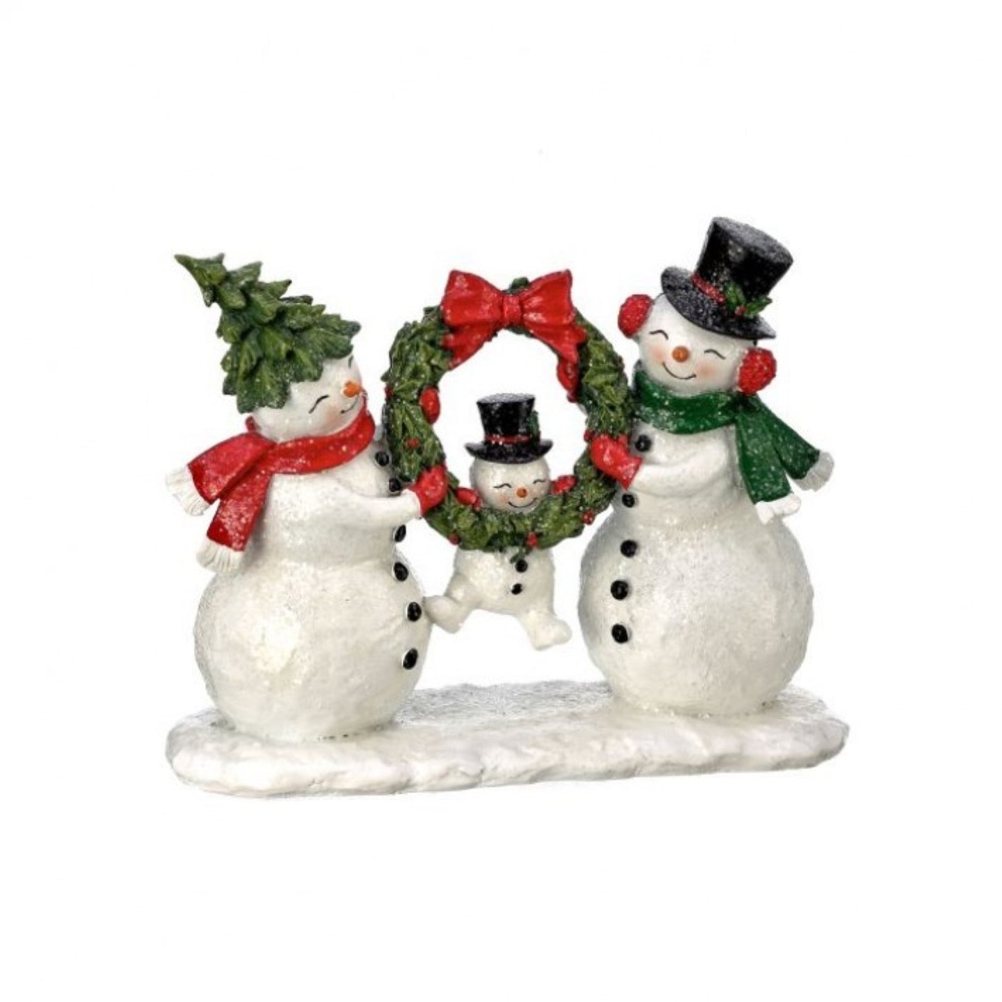 Regency International 10"Resin Snowman Family with Kid in Wreath