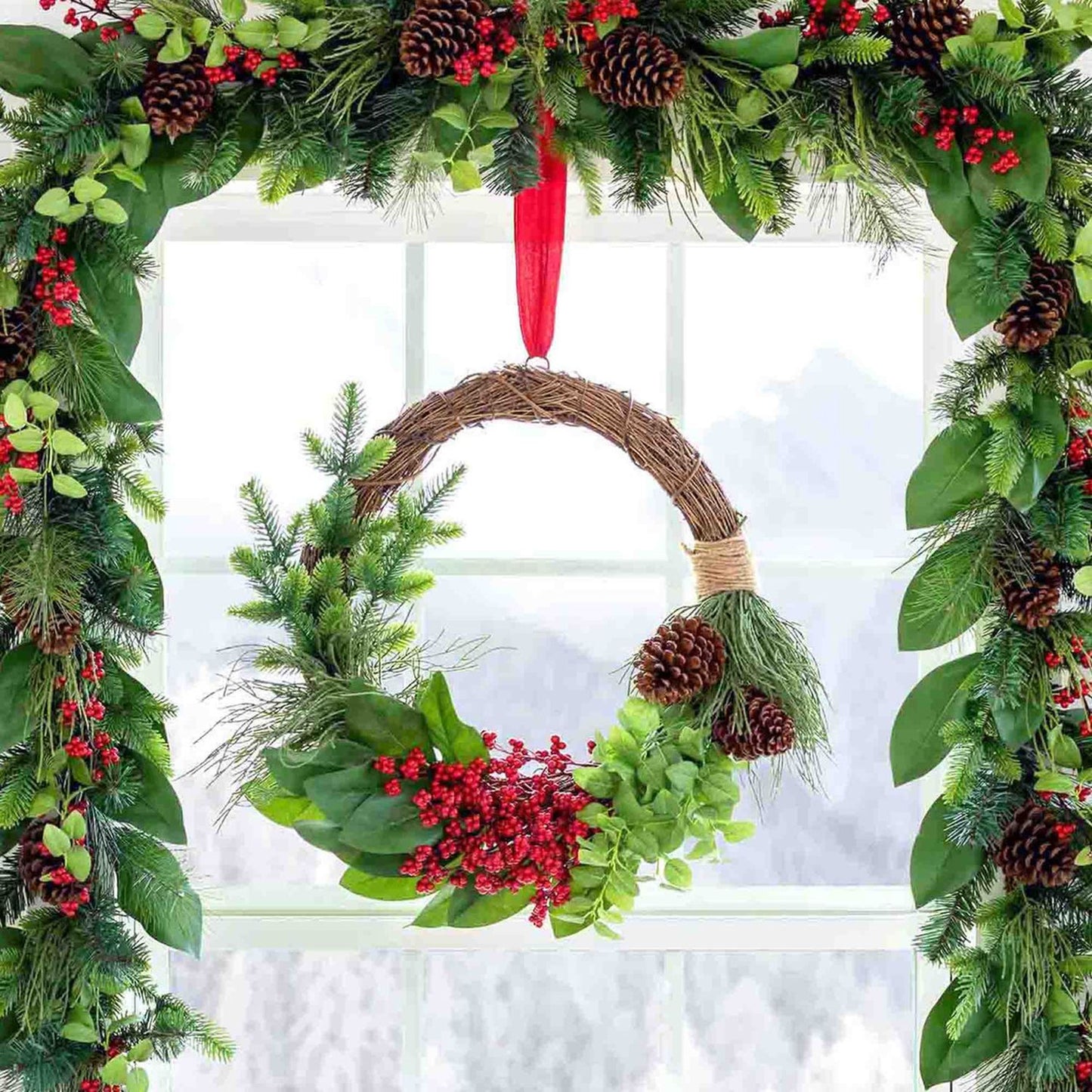 Park Hill Collection Winter Foliage And Berry Layered Vine Wreath
