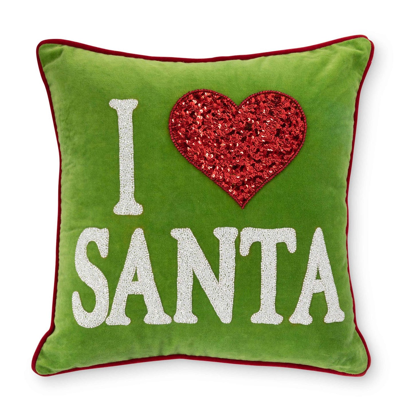 Park Hill Collection Connecticut Cheer I Love Santa Velvet Pillow