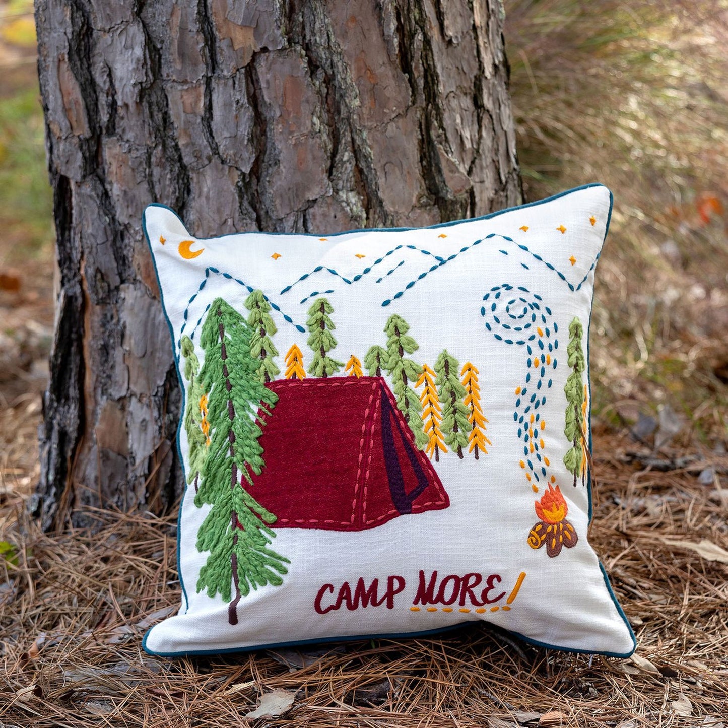 Park Hill Collection Cabin Cozy Campsite Appliqued Cotton Pillow