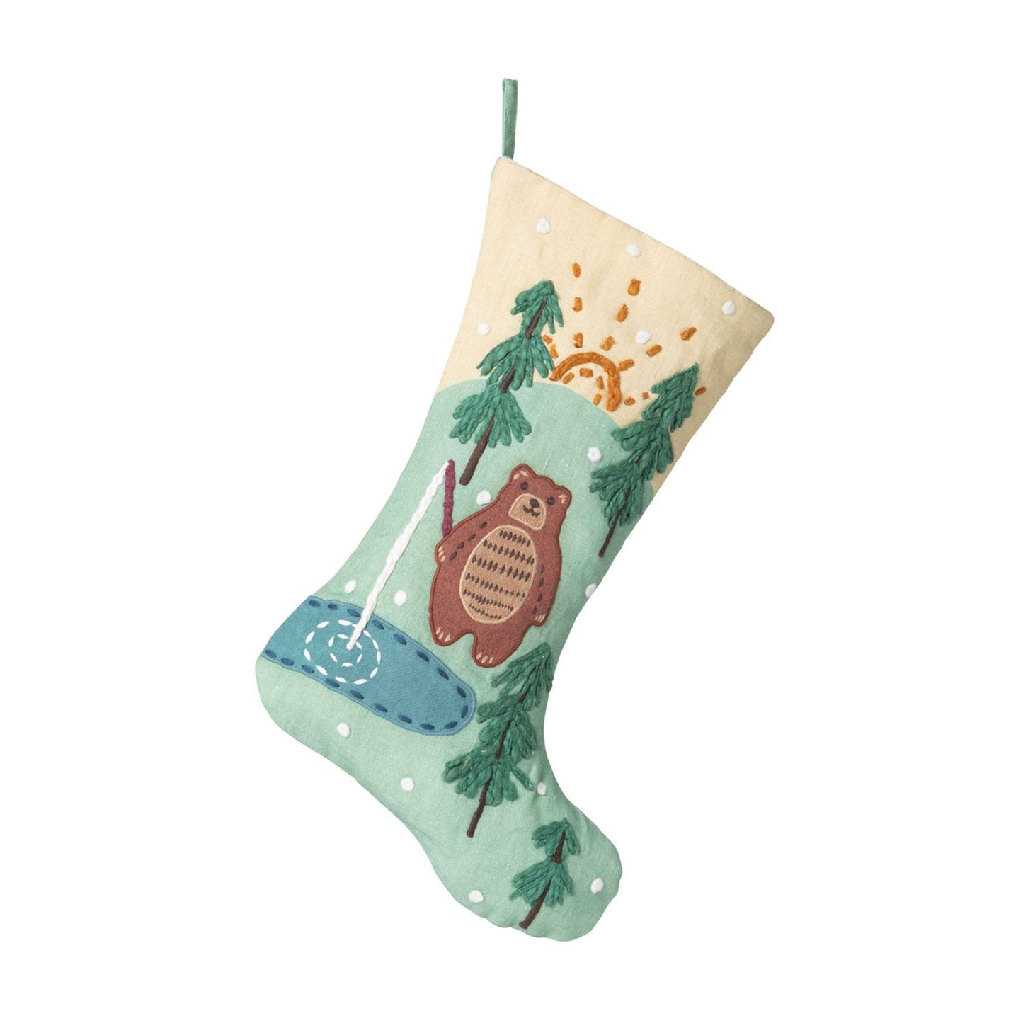 Park Hill Collection Cabin Cozy Cabin Bear Appliqued Linen Stocking