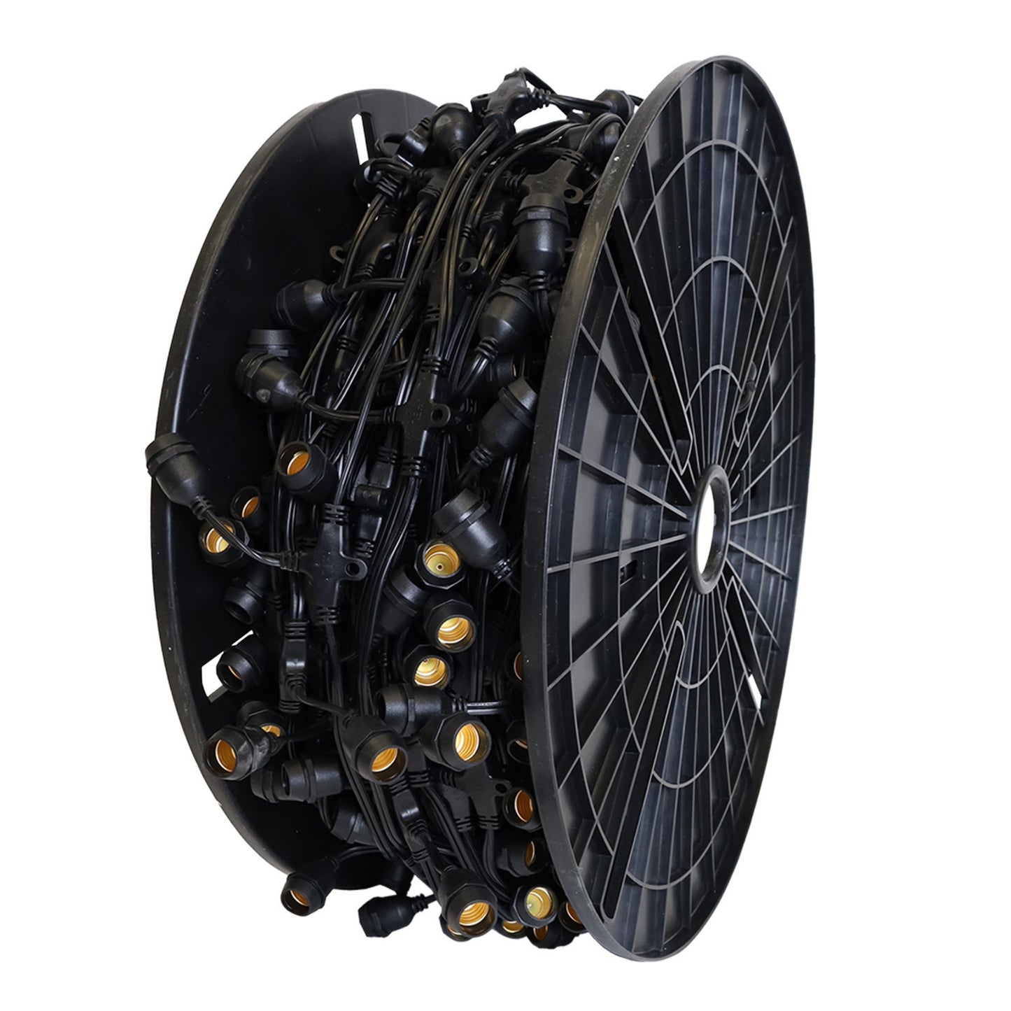 Holiday Bright Lights Indoor/Outdoor Black Patio Cord With Pro Guide 330' Bulb Socket with Suspended Drop, 12  Spacing