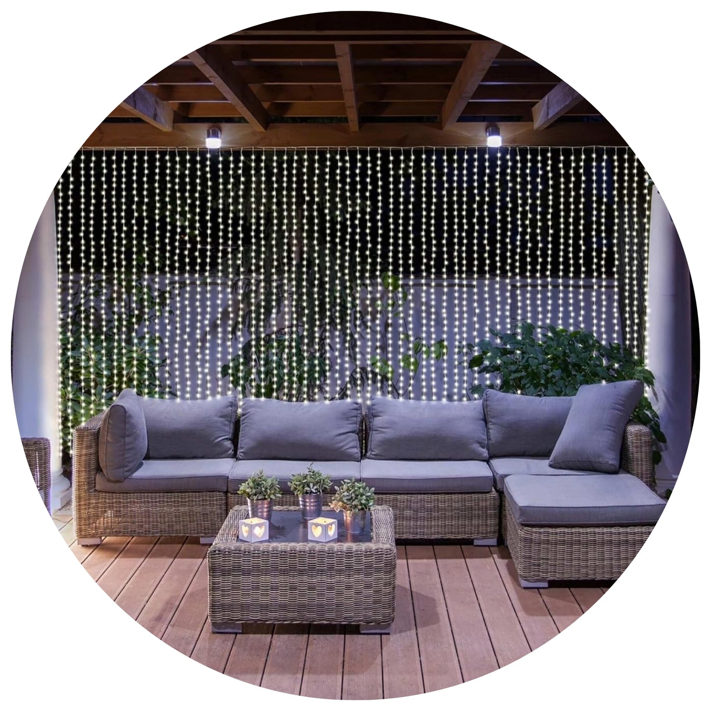 Holiday Bright Lights 608L Indoor/Outdoor Patio Connectable Curtain Light - Warm White