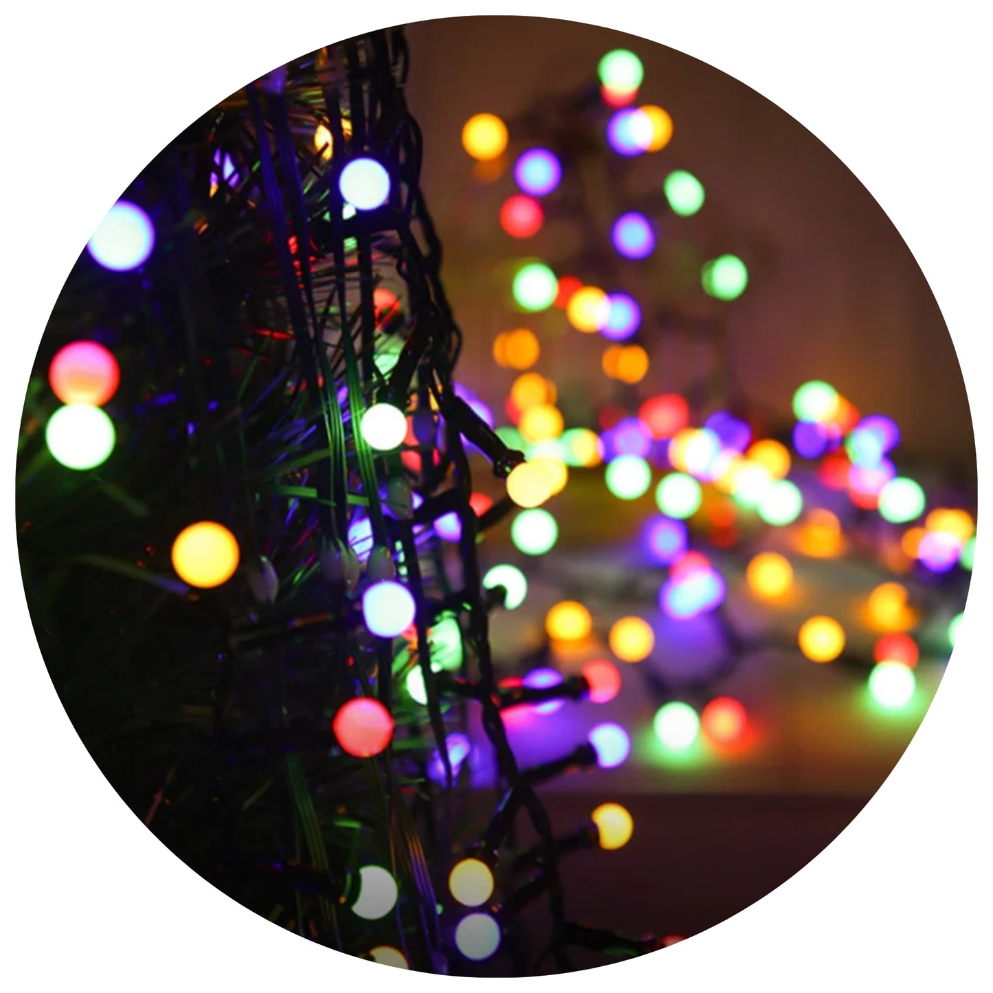 Holiday Bright Lights 500L Indoor/Outdoor Gumball Rice Light Reel - Green Cord/Multi Opaque