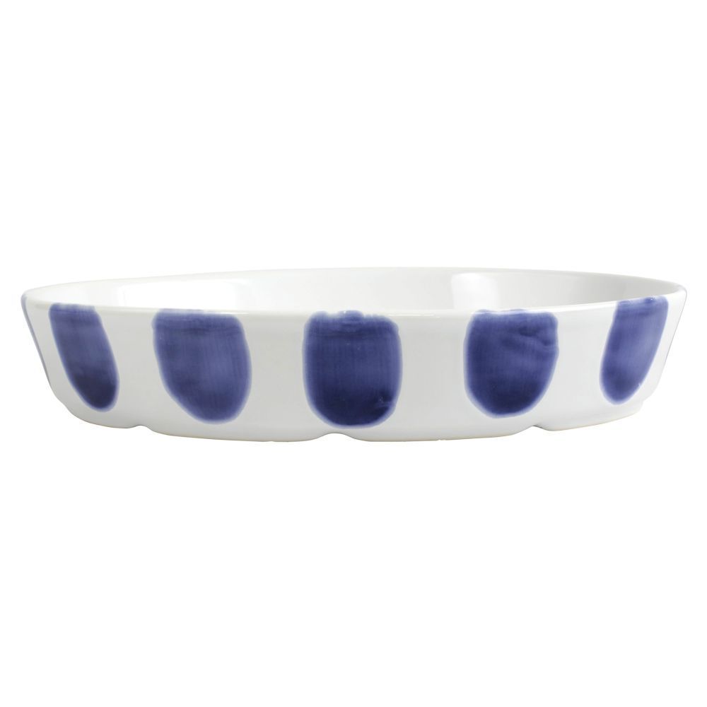 viva by Vietri Santorini Dot Oval Baker - Blue & White Earthenware Baking Dish