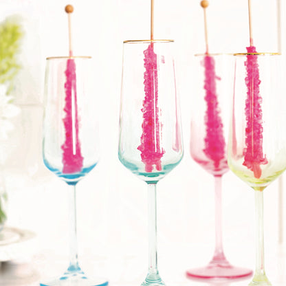 viva by Vietri Rainbow Assorted Champagne Flutes, Set of 4, 6oz Stem Glassware