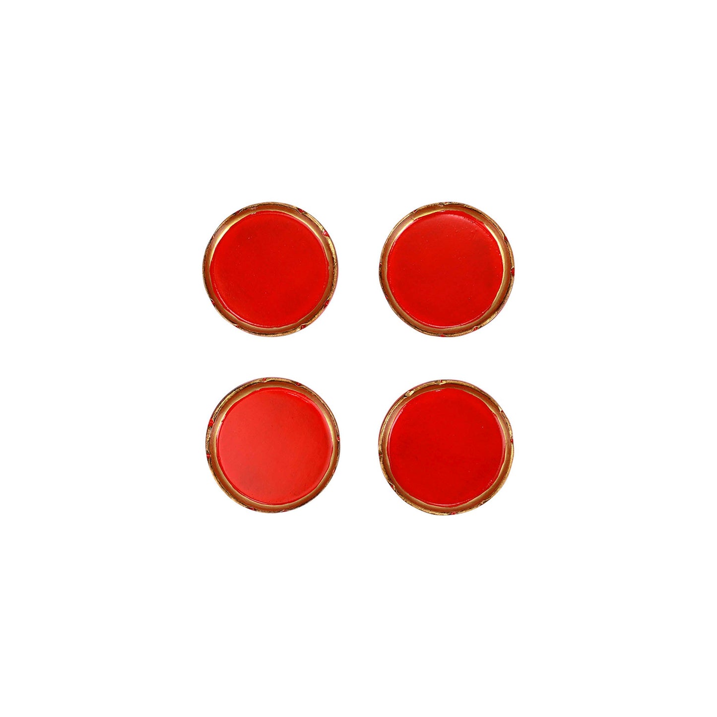 Vietri Florentine Wooden Accessories Red & Gold Coasters Set of 4, 4"D
