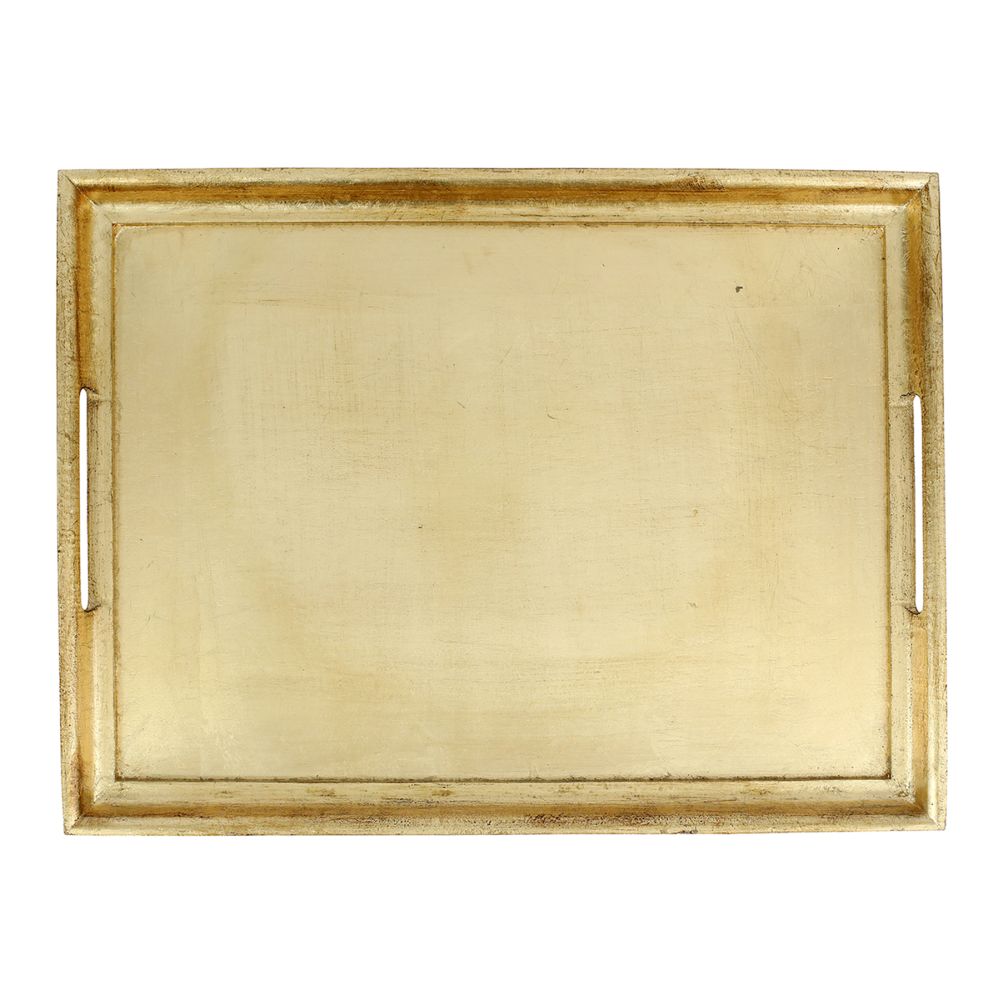Vietri Florentine Wooden Accessories Gold Large Rectangular Tray, Birchwood