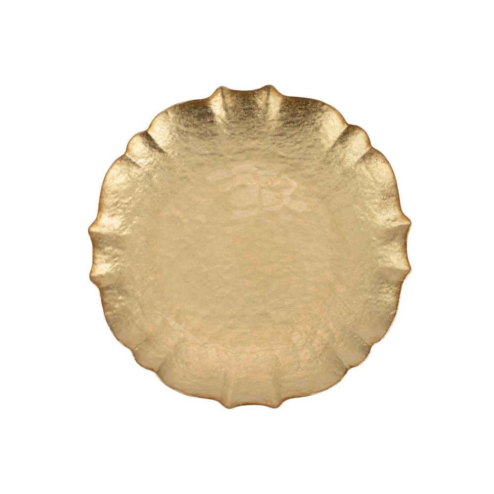 Viva By Vietri Baroque Glass Gold Salad Plate, 8.5"D Side Dish Dinnerware Dish