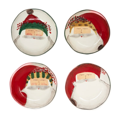 Vietri Old St. Nick Assorted Pasta Bowls, Set of 4, 8.25" Earthenware Dish