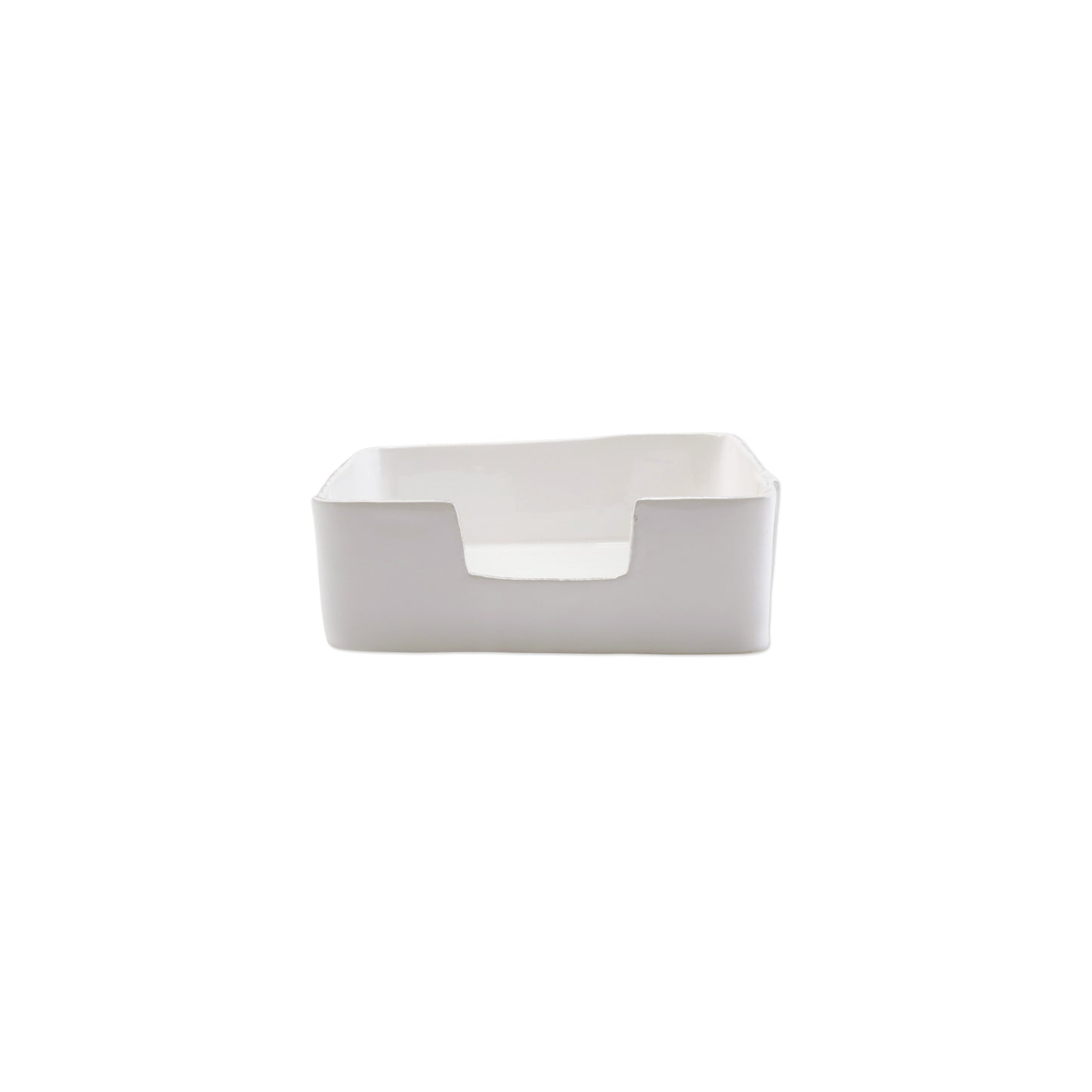 Vietri Lastra White Dinner Napkin Holder, 9.5" Stoneware Paper Towel Tray