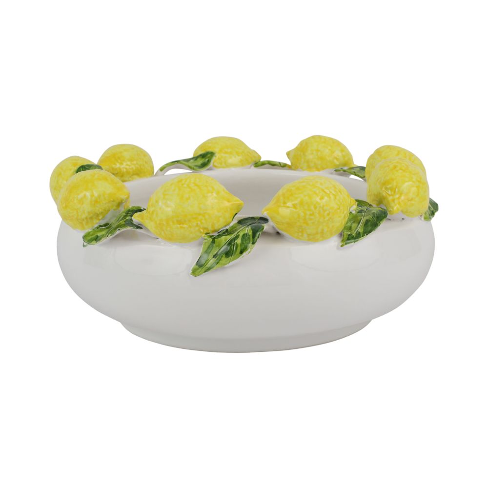 Vietri Limoni Earthenware Figural Centerpiece Bowl, 15.5" Decorative Dish