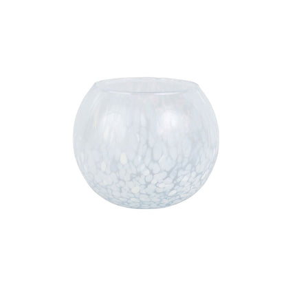 Vietri Nuvola White Small Round Vase 6"D, 5.25"H, 56 oz Glass Shelf Decor
