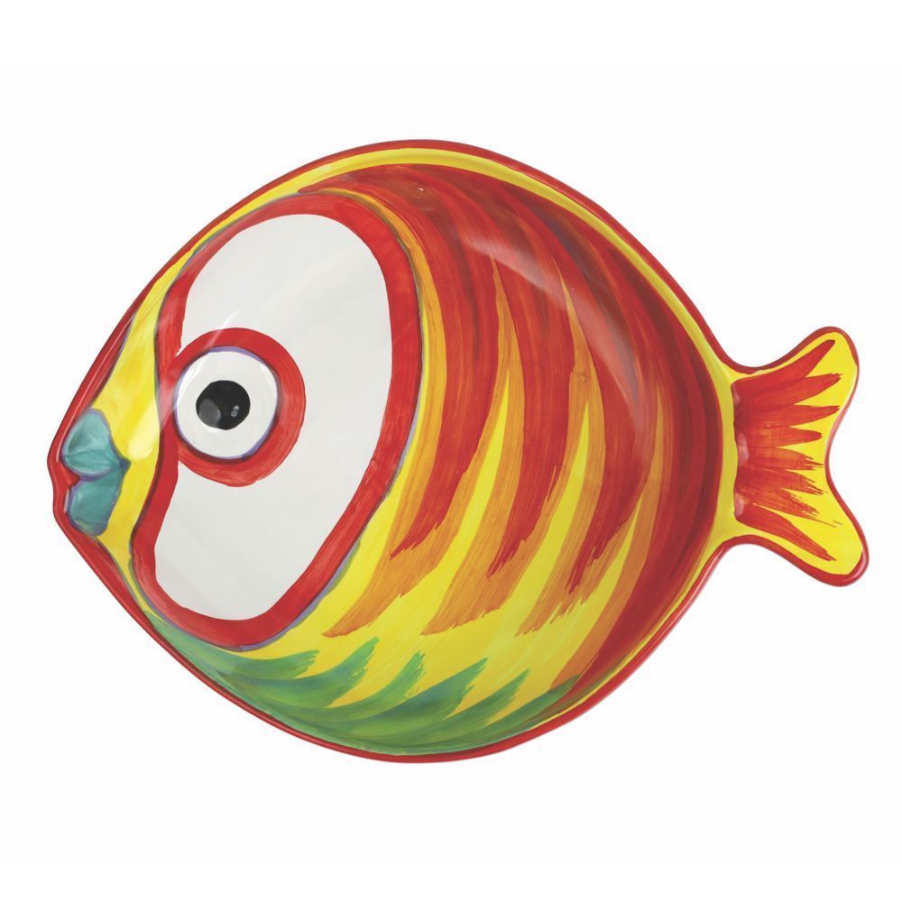 Vietri Pesci Colorati Figural Fish Medium Serving Bowl, Artisan Earthenware Dish