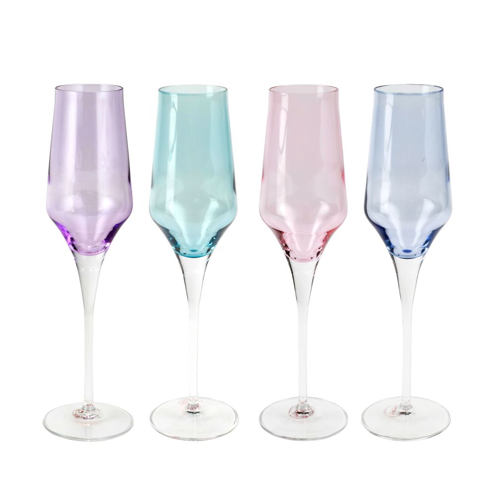 Vietri Contessa Assorted Champagne Glasses, Set of 4, 10.25'?H, 7oz Glassware