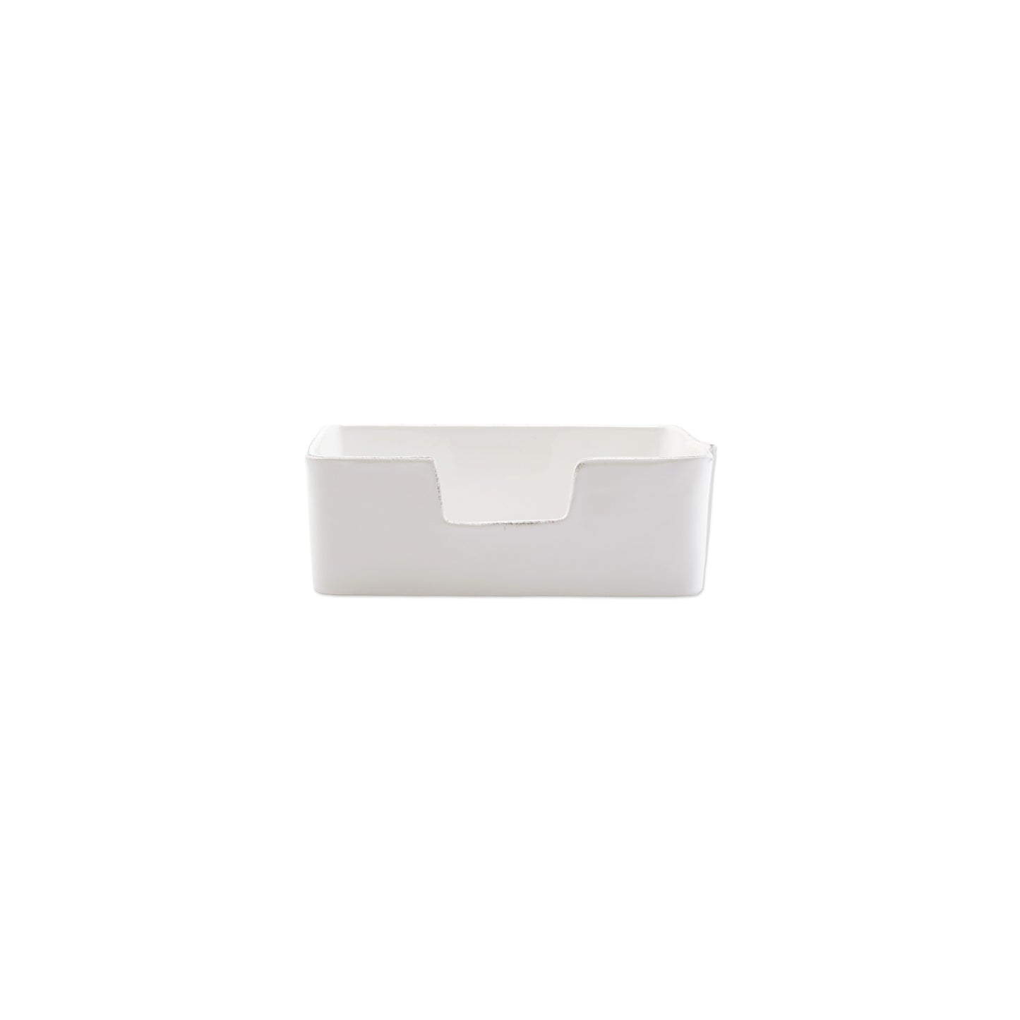 Vietri Lastra White Guest Towel Holder, 8.25" Stoneware Paper Napkin Tray
